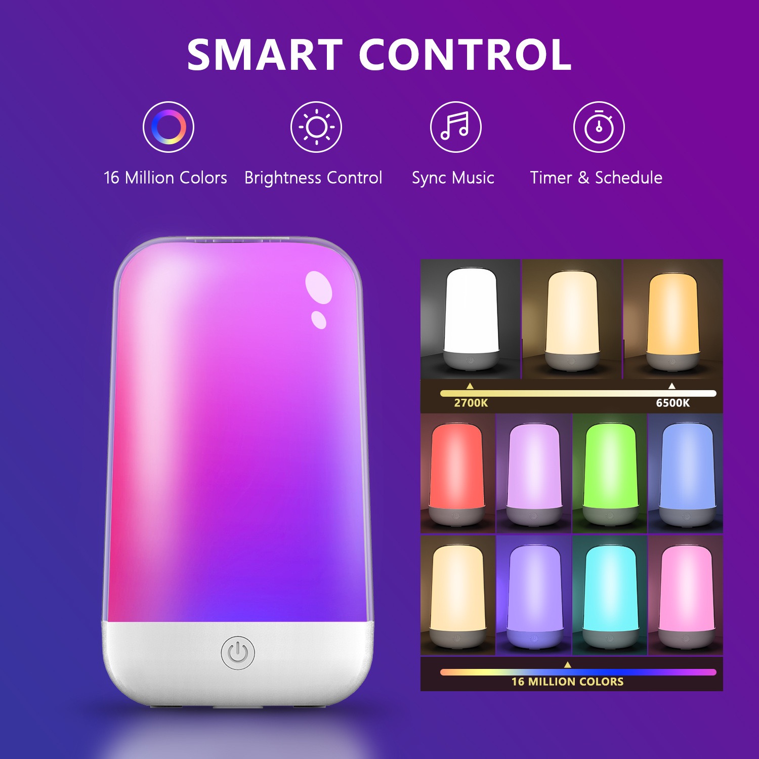 Rgb Desk Lamp Smart - โคมไฟตั้งโต๊ะแบบสัมผัสอัจฉริยะ ทำงานร่วมกับแอป ปรับความสว่างได้ โคมไฟข้างเตียง RGB สำหรับห้องนอน