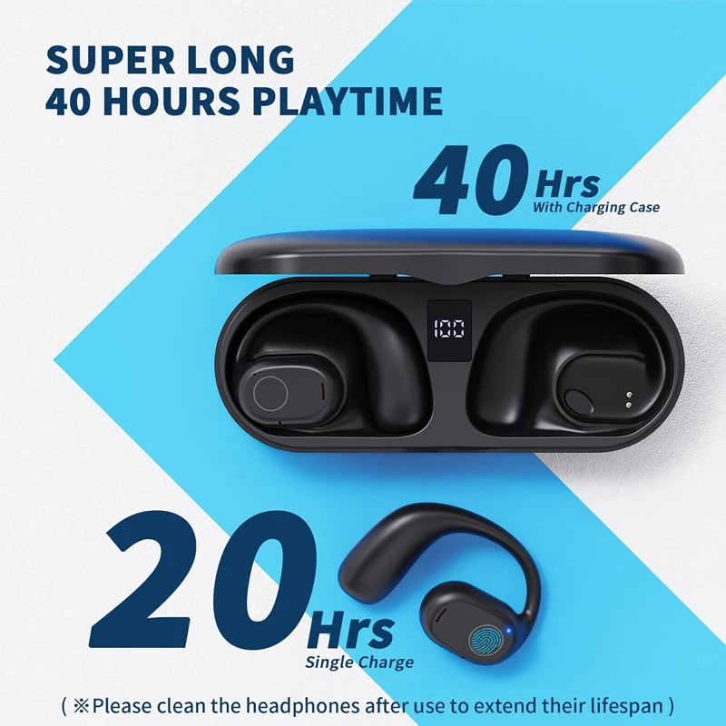 Earbuds Anc Wireless - UYUXIO OWS หูฟังไร้สายดิจิตอลจอแสดงผล 40 ชั่วโมงหูฟังสําหรับกีฬา BT