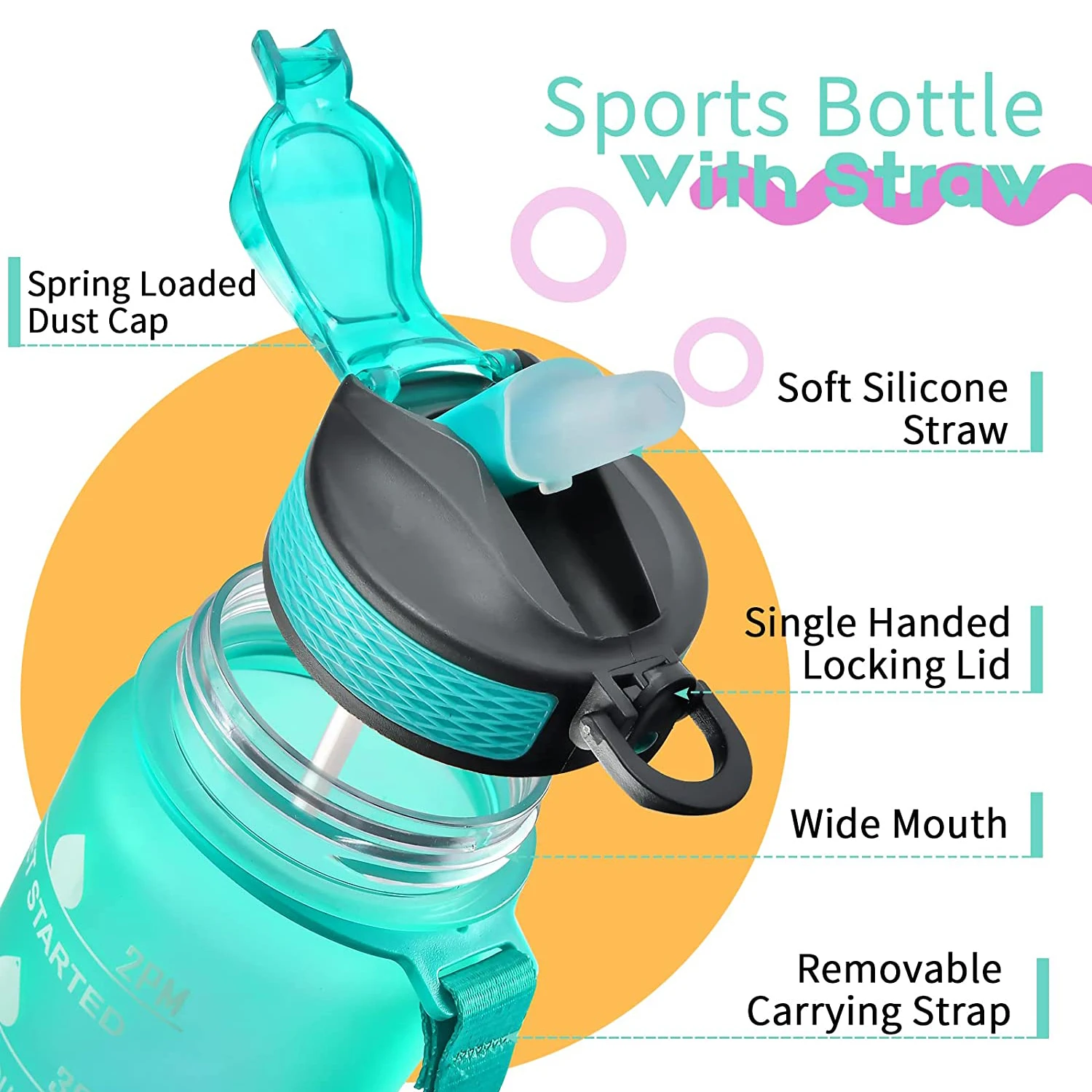 ขวดน้ํากีฬา 1 ลิตรพร้อมฟางและเ - Smart Water Bottle Tracker บทวิจารณ์และราคา