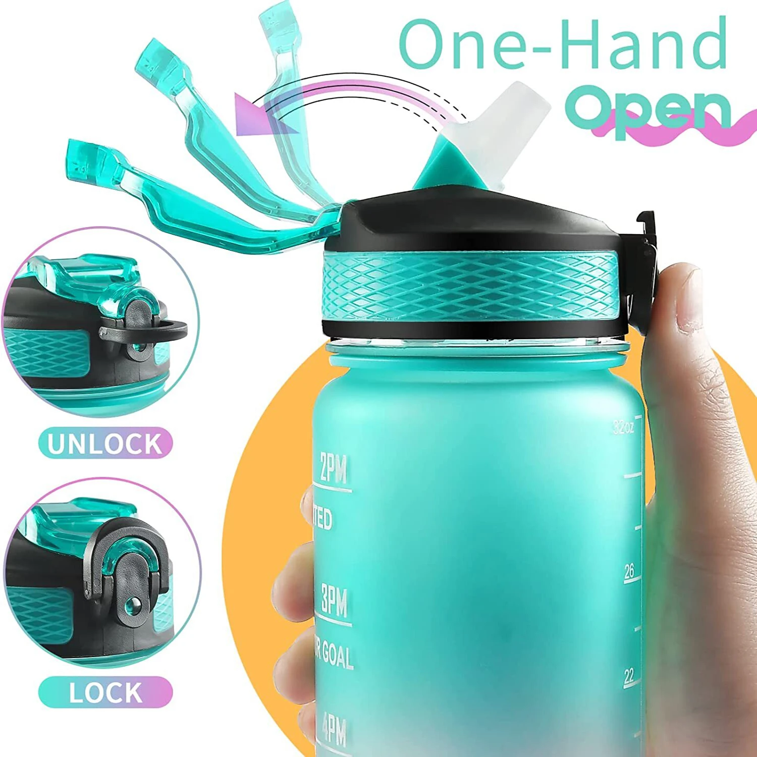 ขวดน้ํากีฬา 1 ลิตรพร้อมฟางและเ - Smart Water Bottle Tracker บทวิจารณ์และราคา
